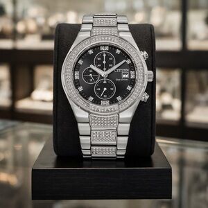 Citizen Silver Black Chronograph Watch CA0750-53E